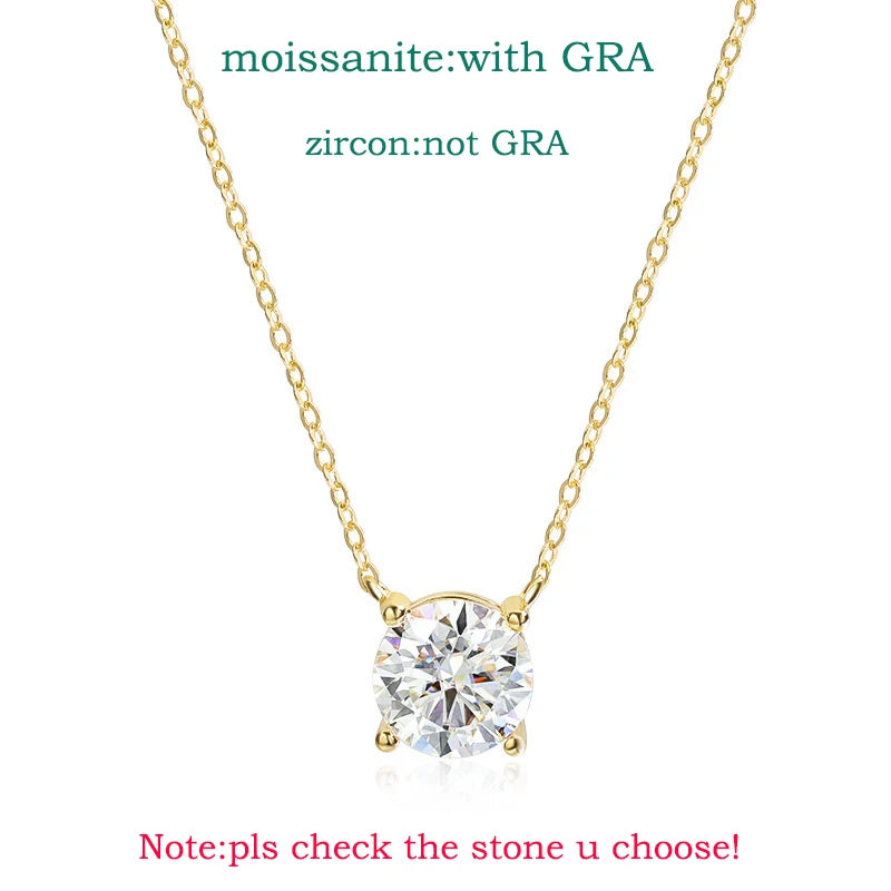 Smyoue 1-5CT Rose Gold Color Moissanite Necklace for Women D Color Sparkling Classic Lab Diamon Pendant Sterling Silver 925 GRA