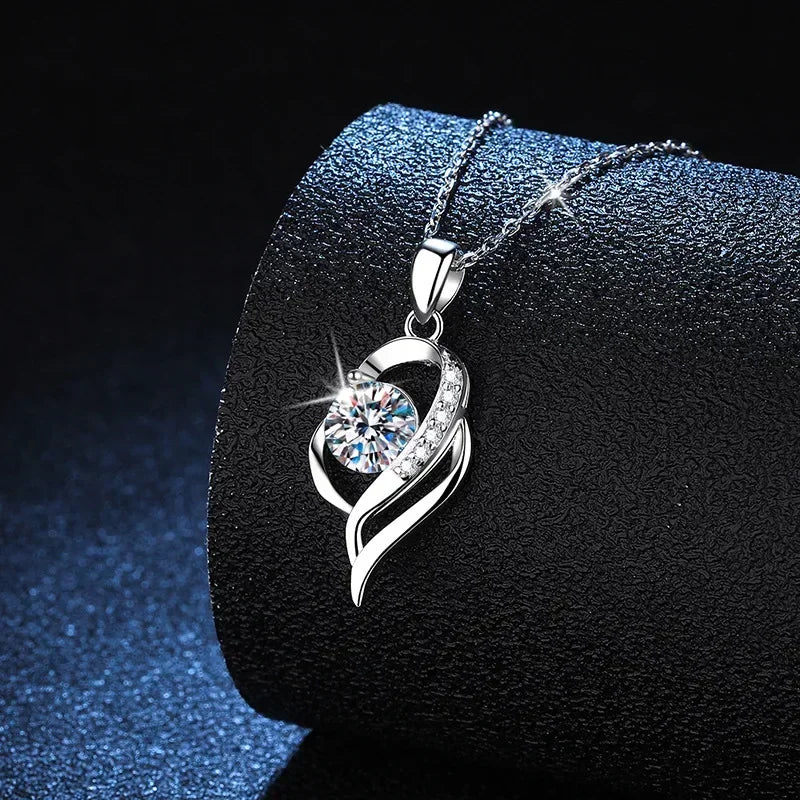 2023 Luxury GRA Certified 1 Carat Moissanite Pendant Necklace for Women Party 925 Sterling Silver Diamond Chain Necklaces