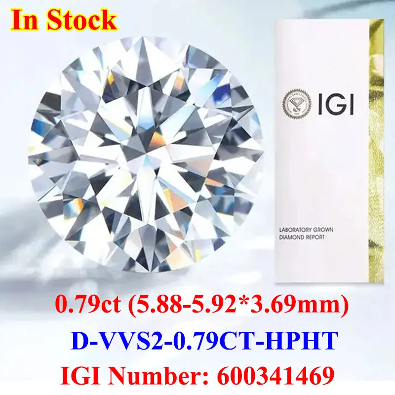 0.5-3CT IGI GIA Certificate HPHT CVD Lab Grown Diamond Loose 0.3/0.5CT DEFG VVS-SI Gemstone Super White for Wedding Fine Jewelry