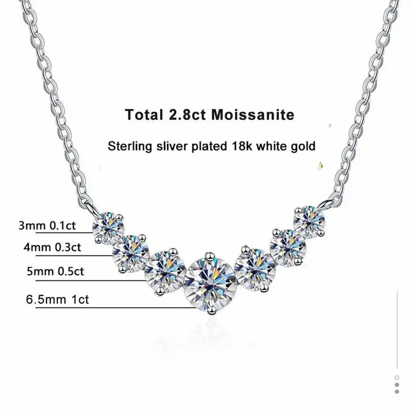 Moissanite Necklace for Woman Wedding Fine Jewely with Certificates 925 Sterling Sliver Plated 18k White Gold Necklace