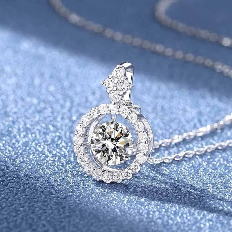 BIJOX STORY 1 CT Moissanite Pendant For Women Simulated Diamond Necklace S925 Sterling Silver Jewelry Girl Valentine's Day Gift