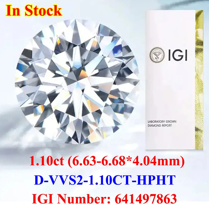 0.5-3CT IGI GIA Certificate HPHT CVD Lab Grown Diamond Loose 0.3/0.5CT DEFG VVS-SI Gemstone Super White for Wedding Fine Jewelry