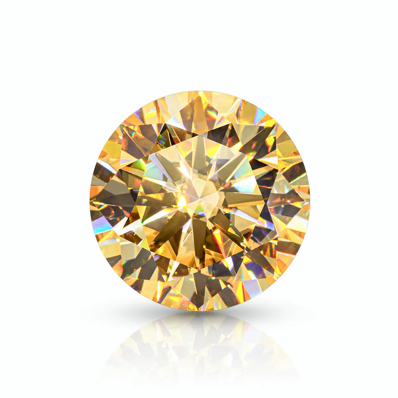 Szjinao Yellow Champagne Moissanite Stones With Certificate 100% Real Natural Round Cut Diamonds Gemstones Moisanite Wholesale