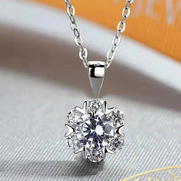 1 Carat Round Brilliant Cut D Color Moissanite Heart Arrow Pendant Necklace Silver 925 Diamond Gemstone Snowflake Necklace