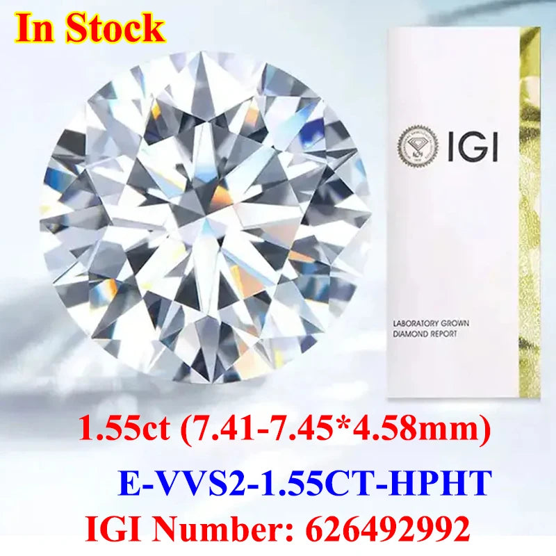 0.5-3CT IGI GIA Certificate HPHT CVD Lab Grown Diamond Loose 0.3/0.5CT DEFG VVS-SI Gemstone Super White for Wedding Fine Jewelry