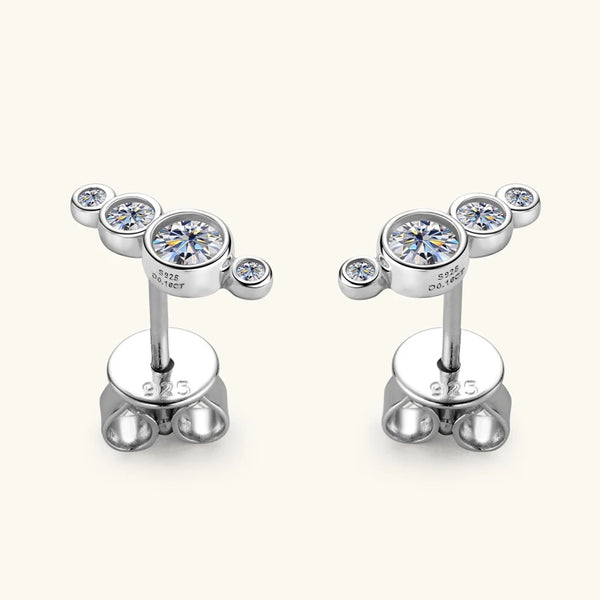 Earrings Climber with D0.43CT Bezel D Color Moissanite Piercing Studs 100% 925 Silver for Women Jewelry GRA Certificate