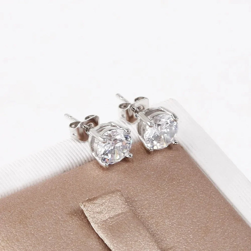 925 Sterling silver classic diamond stud earrings for women Luxury Fashion Party Wedding Accessories Jewelry Christmas Gifts