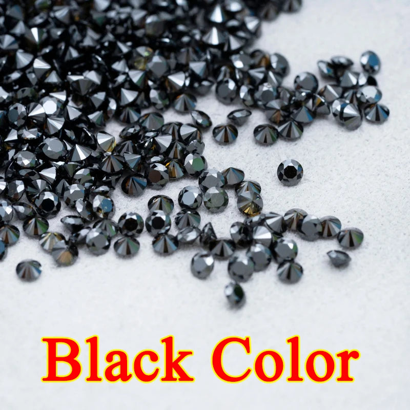 Wholesale 1.0ct Small Sizes Loose Moissanite Stone 0.8mm-3mm D Color VVS1 Lab Grown Black Moissanite Diamonds for Jewelry making