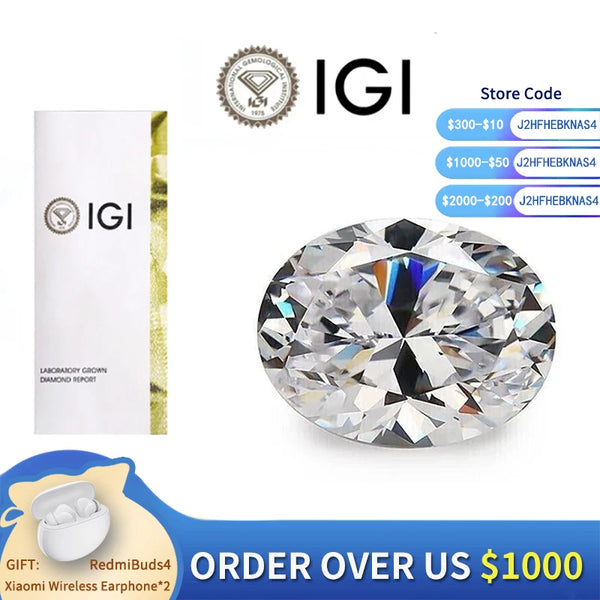 0.5-3ct Oval Cut Lab Grown Diamonds HPHT CVD Loose Diamond VS1-VVS DE Color IGI Certificate