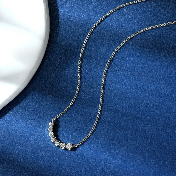 AINUOSHI 7 Stones Round Cut Moissanite Choker Necklace 925 Sterling Silver Multilayer Necklaces for Women Clavicle Chain Jewelry