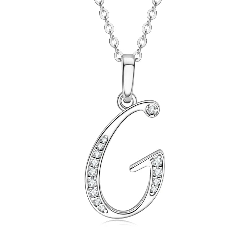 IOGOU D VVS1 Moissanite Name Necklace A-Z 26 Letter Initial Pendant Real Silver 925 for Women Girls Valentine's Day Gift Jewelry