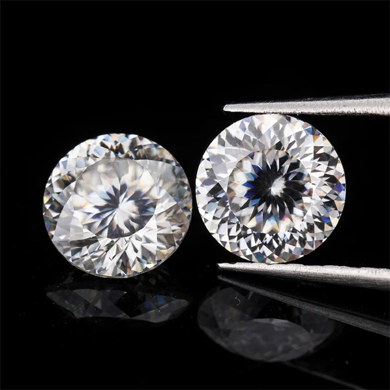 Tbestone Round 100 Faceted Cut Loose Moissanite Stones 0.1-6ct D Color VVS1 Lab Grown Diamonds With GRA Certificates Pass Tester