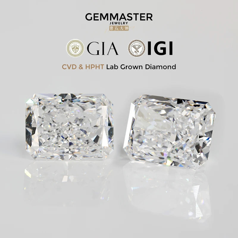 Radiant Diamond CVD HPHT 1ct 3ct 5ct 10ct Lab Diamond GIA IGI certificate DEF VVS Real Loose Lab Grown Diamond