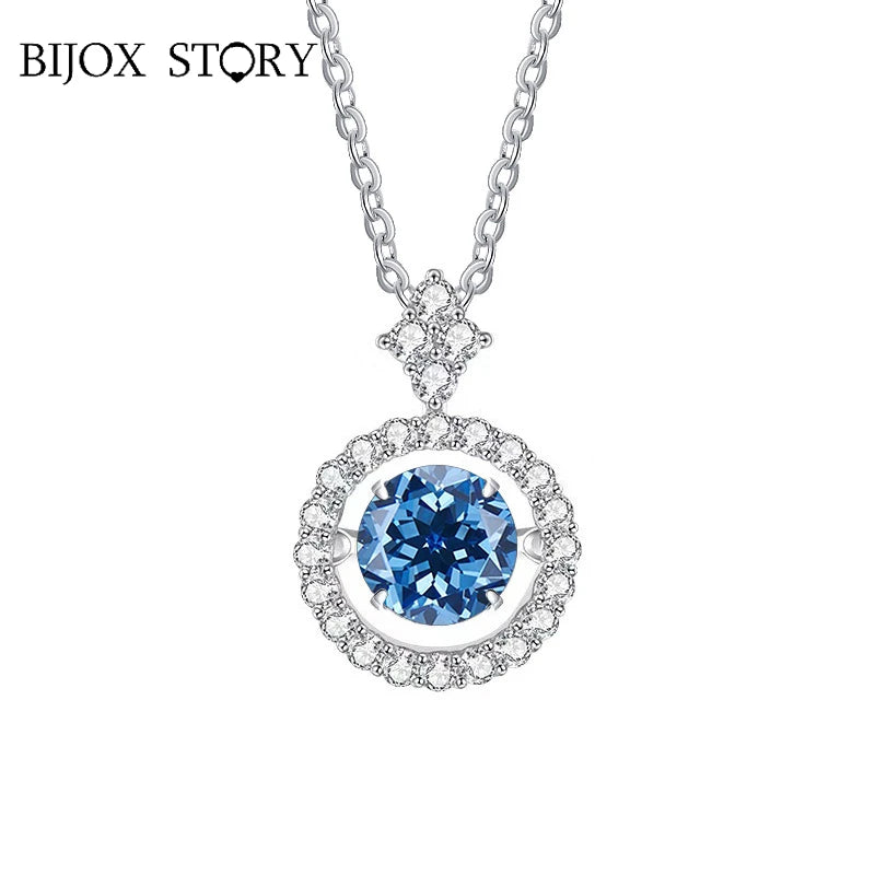 BIJOX STORY 1 CT Moissanite Pendant For Women Simulated Diamond Necklace S925 Sterling Silver Jewelry Girl Valentine's Day Gift