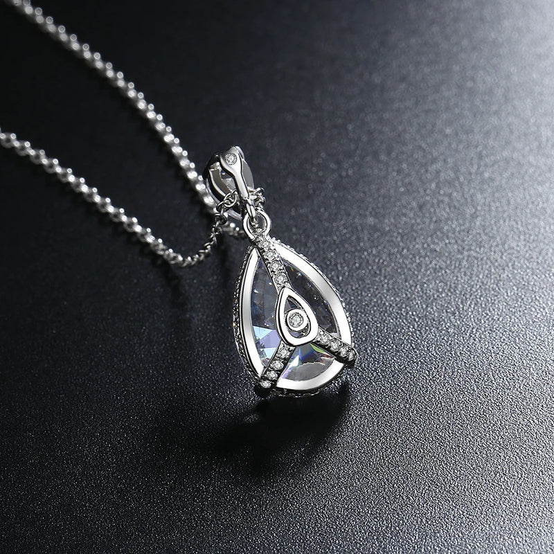 1-5ct Real Moissanite Necklace for Women Sparkling S925 Sterling Silver Jewelry Water Drop Pendant Girls Birthday Gift