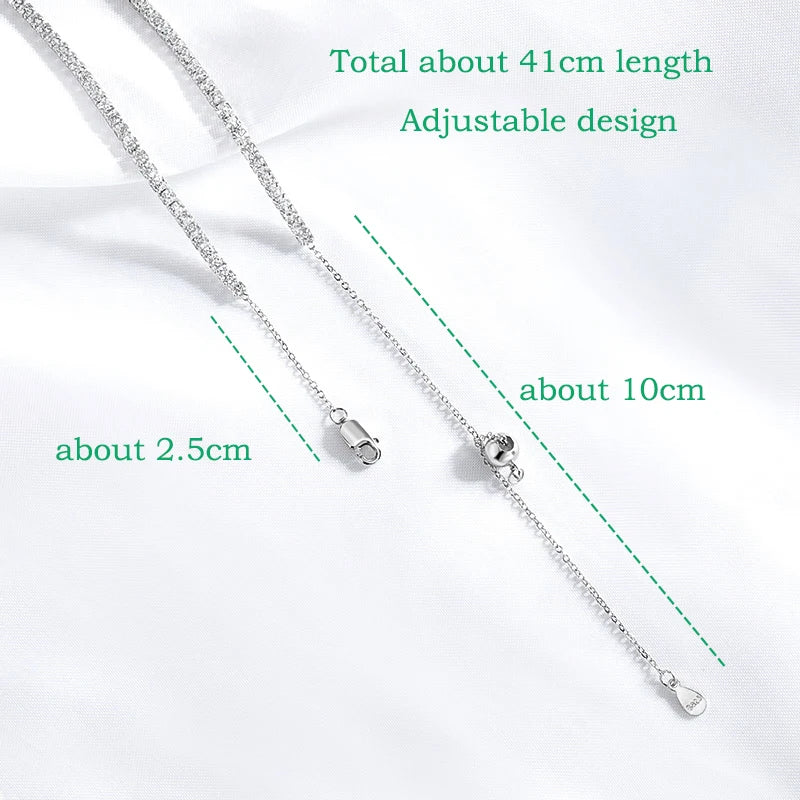 Smyoue Each 2mm All Zircon/moissanite Tennis Necklace for Women Man Adjustable Choker Chain 100% 925 Sterling Silver Jewelry