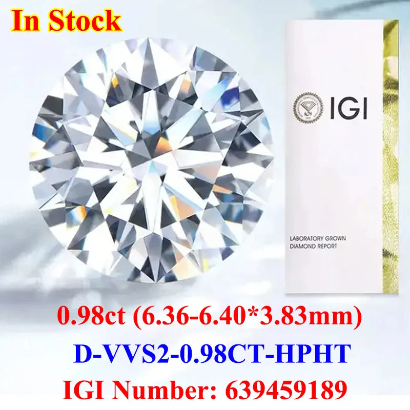 0.5-3CT IGI GIA Certificate HPHT CVD Lab Grown Diamond Loose 0.3/0.5CT DEFG VVS-SI Gemstone Super White for Wedding Fine Jewelry