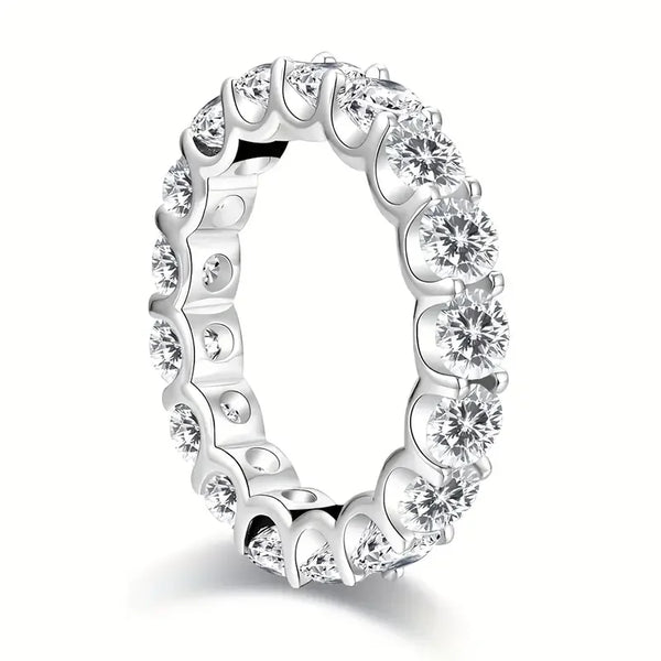 1pc S925 Silver with 4.2CT Moissanite Co-ed Eternity Ring, Band Ring, Moissanite Gemstone Jewelry  Gifts for Mother