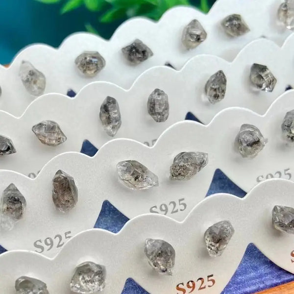 Silver 925 Needle Natural Herkimer Diamond Quartz Ear Stud Irregular Ore Special Earring Jewelry