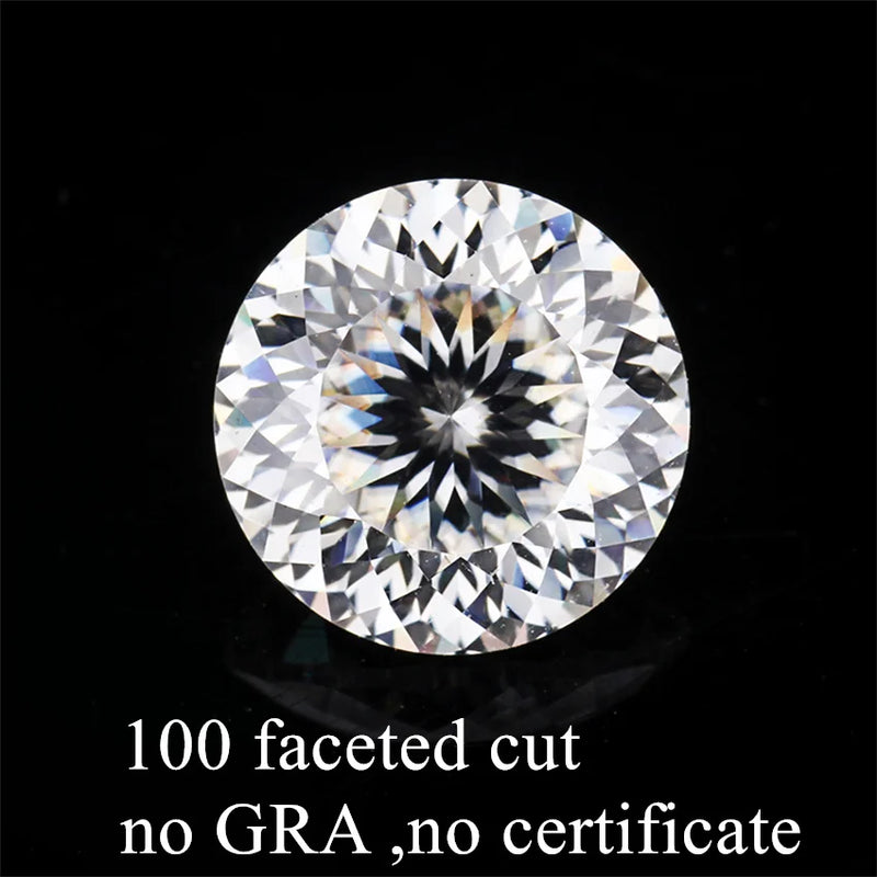 Tbestone Round 100 Faceted Cut Loose Moissanite Stones 0.1-6ct D Color VVS1 Lab Grown Diamonds With GRA Certificates Pass Tester