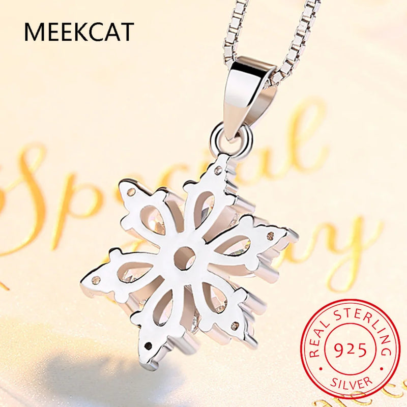 Real Moissanite Snowflake Pendant Necklace D Color VVS1 Lab Diamonds 925 Sterling Silver for Women Wedding Fine Jewelry