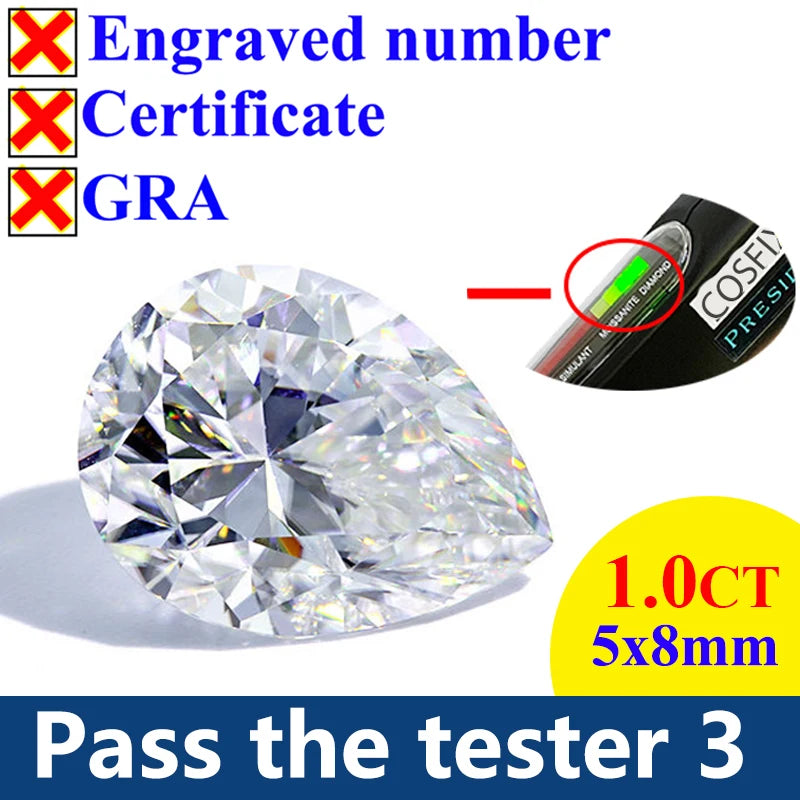 [ Special Quality ] New Rare Moissanite Stone D Color Diamond Oval Round Cut Loose Gemstones Promise Pass PRESIDIUM Tester III/3