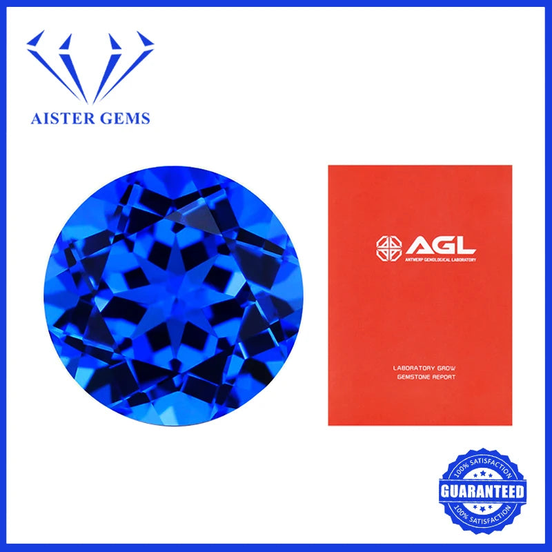 Royal Blue Lab Grown Sapphire Loose Gemstones Round Shape 3.0-12.0mm with AGL Certificate