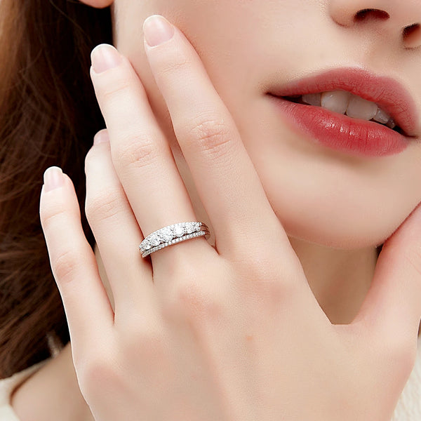 Newshe Luxury Moissanite Wedding Rings for Women Original 925 Sterling Silver Eternity Band Brilliant Engagement Ring Jewelry