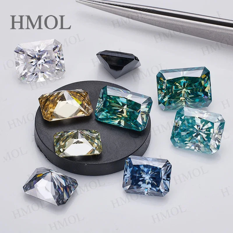 New Brilliant Radiant Cut Brilliant Loose Moissanite Diamond With GRA  Original D Black Green Vivid Blue Aqua Blue Champagne DIY