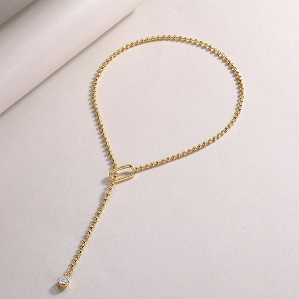 Moissanite Y-Shape Necklace, S925 Silver, 18K Gold Plated, Elegant Jewelry for Women, Perfect Xmas Gift