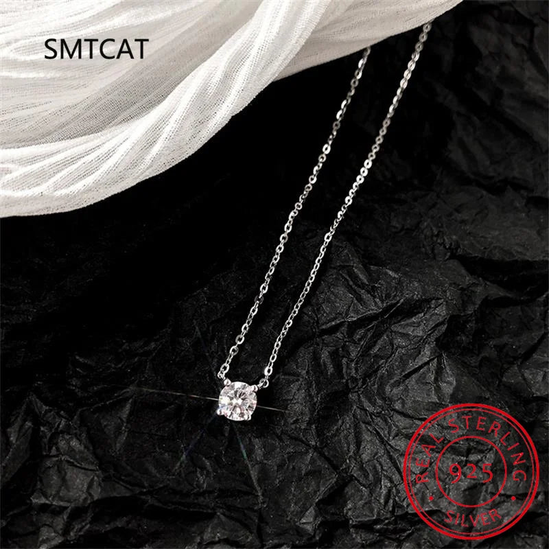 925 Sterling Silver Moissanite 1-3 Carat Set Chain Necklace Advanced Light Luxury Niche Casual Elegant Ladies Send Girlfriend