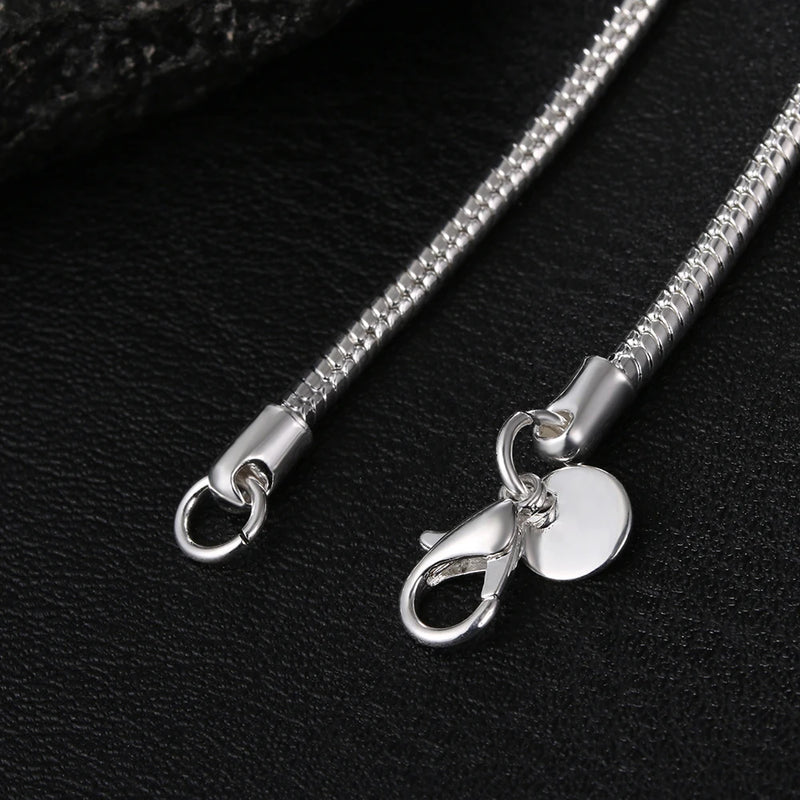 40-75cm Silver Color 1MM/2MM/3MM solid Snake Chain Necklace For Men Women fashion party wedding accessories Jewelry gifts