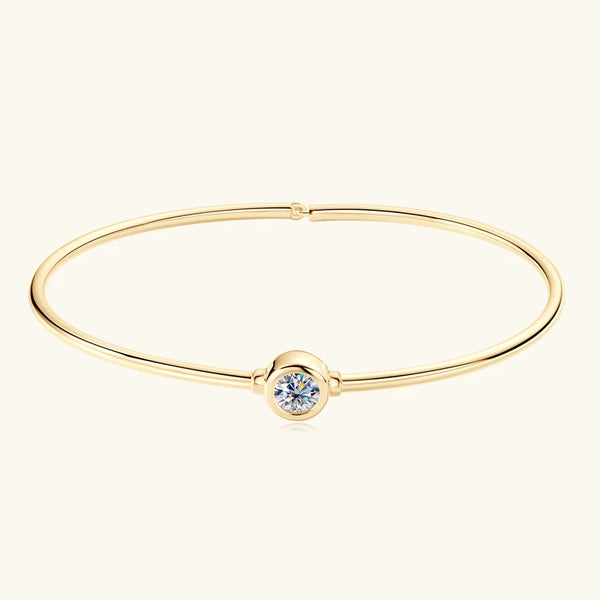 Lnngy Original and Pure 925 Sterling Silver Cuff Bangle Bezel 5mm Moissanite Bracelet For Women Simple Hand Chain Luxury Jewelry