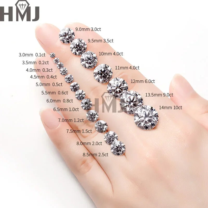 [ Full Size 0.7mm-20mm ] Wholesale 1CT Small Size Loose Moissanites Stones D Color VVS1 Gemstone Lab Grown Moissanite Diamonds