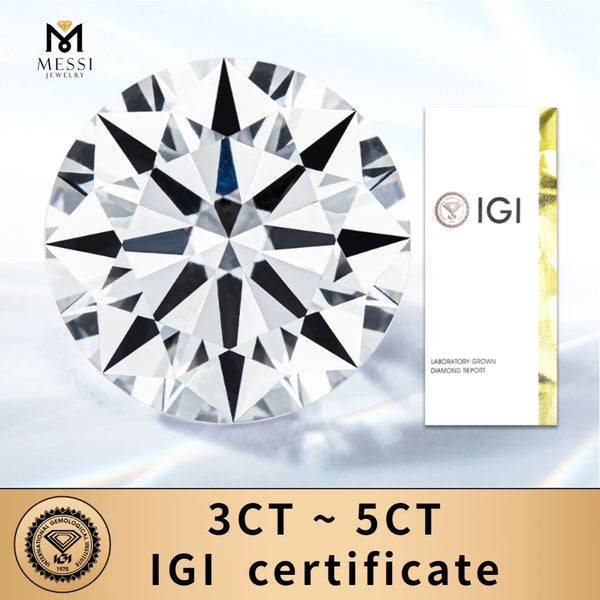 Messi Jewelry CVD HPHT 3ct 3.5ct 4ct 4.5ct 5ct Lab Grown Diamond  With IGI CertificateDiamonds Stone Wholesale