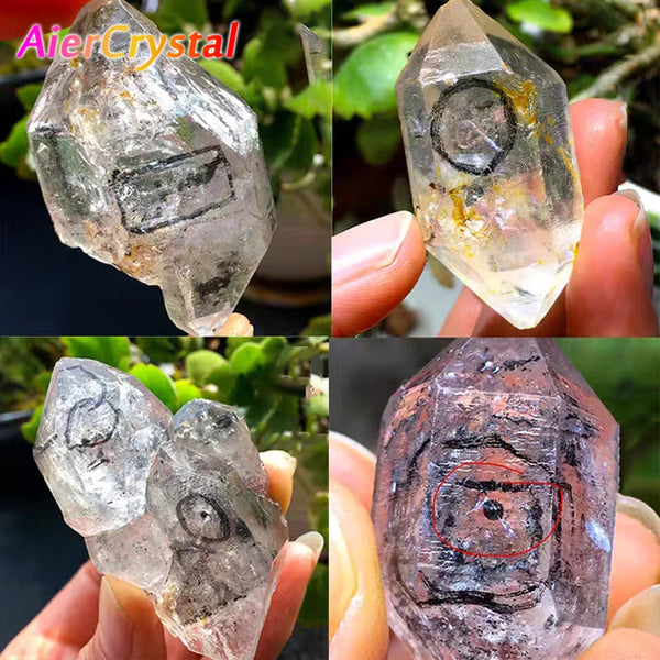 Natural Herkimer Diamond Drifting Sand Water Gall Gemstone Mineral Energy Raw Guardian Stone Reiki Decor Black Crystal Specimen