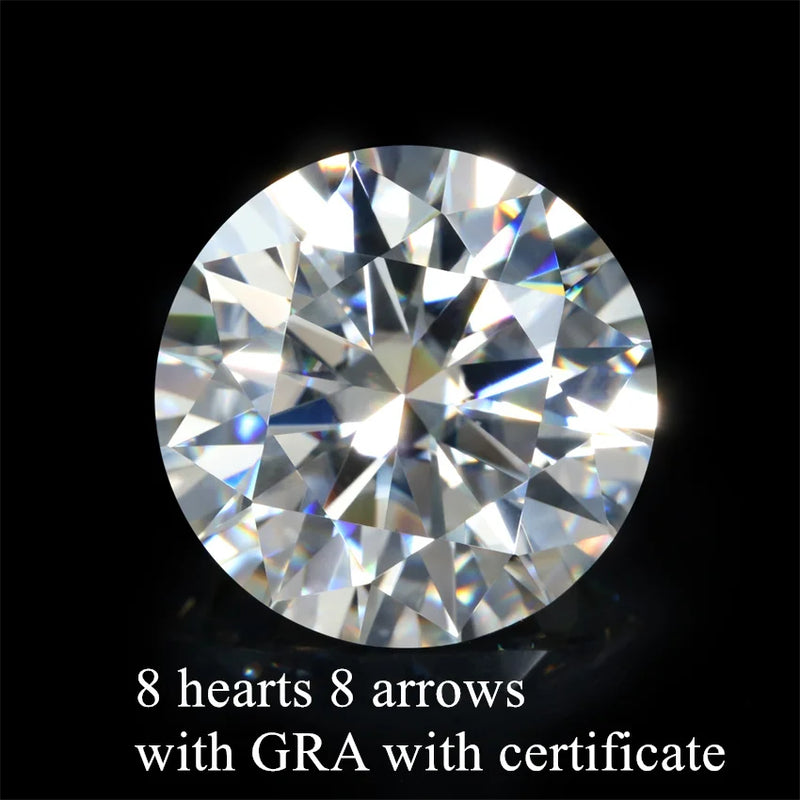 Tbestone Round 100 Faceted Cut Loose Moissanite Stones 0.1-6ct D Color VVS1 Lab Grown Diamonds With GRA Certificates Pass Tester