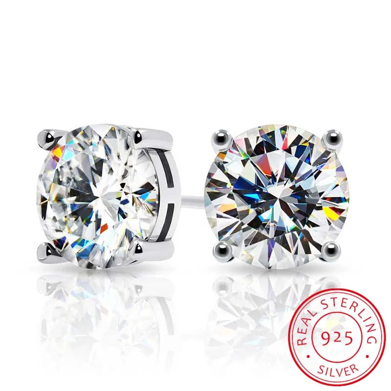 2.0ct Moissanite Earrings for Women Lab Grown Diamond Ear Studs 925 Sterling Silver Fine Jewelry Gift