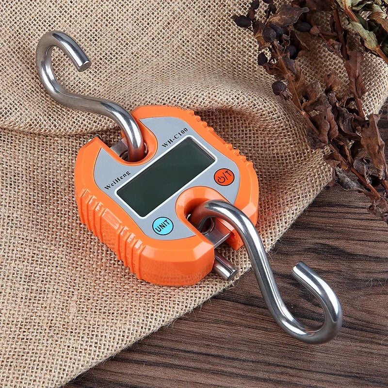 Electronic Hanging Scales 150kg 50g  Digital Stainless Steel Hook Weighing LCD Crane Scale Loop Fish Heavy Duty Weight Balance