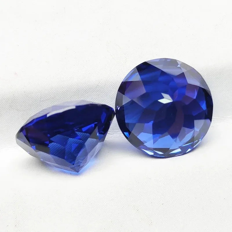 Lab Grown Sapphire Round Cut Royal Blue Color Top Quality Gemstones for DIY Jewelry Pendant Making Selectable AGL Certificate