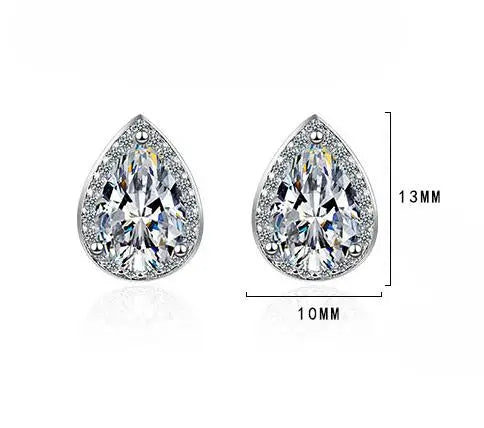 1/2/4 Carat Waterdrop Shape Moissanite Stud Earrings with Certificates Pear Cut Diamond Ear Studs for Women 925 Silver Earring