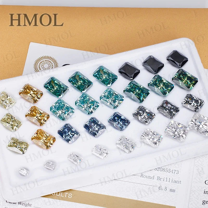 New Brilliant Radiant Cut Brilliant Loose Moissanite Diamond With GRA  Original D Black Green Vivid Blue Aqua Blue Champagne DIY