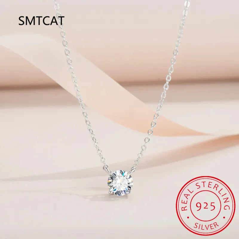 925 Sterling Silver Moissanite 1-3 Carat Set Chain Necklace Advanced Light Luxury Niche Casual Elegant Ladies Send Girlfriend