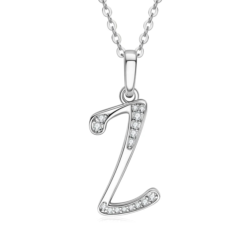 IOGOU D VVS1 Moissanite Name Necklace A-Z 26 Letter Initial Pendant Real Silver 925 for Women Girls Valentine's Day Gift Jewelry