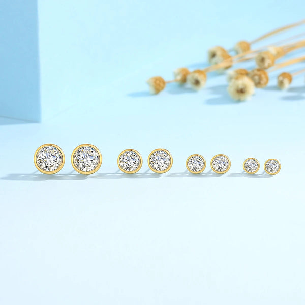 Genuine 18K Gold Moissanite Stud Earrings 2ct Diamond Earrings Classic Trendy for Women Wedding Gifts Fine Jewelry