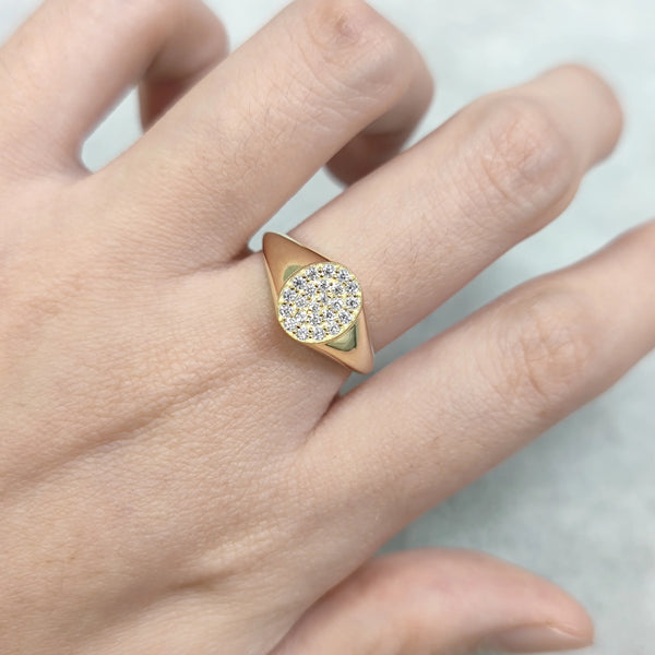 GEM'S BALLET 925 Sterling Silver Round Moissanite Wedding Band Ring Dainty 14K Gold Signet Ring Gift For Her Anniversary Ring