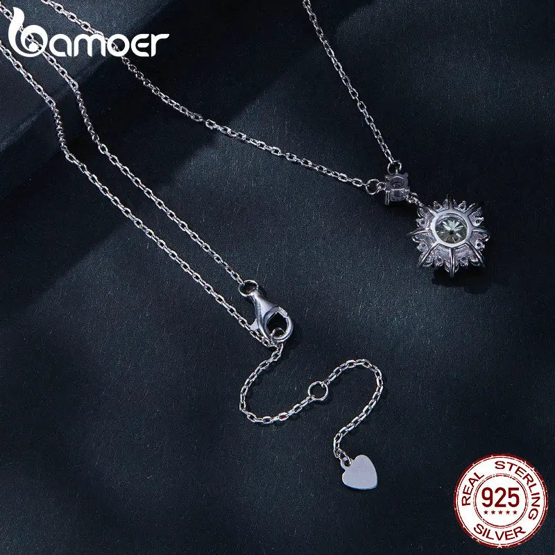 BAMOER Moissanite Halo Necklace for Women, 1 Carat Lab Grown Diamond 925 Sterling Silver Chain Necklace