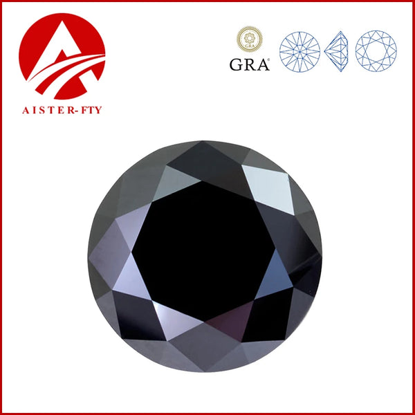 Never Fade Black Color Moissanite Loose Stones with GRA Certificate 3EX Round Cut 0.1-6.0ct Pass Diamond Tester