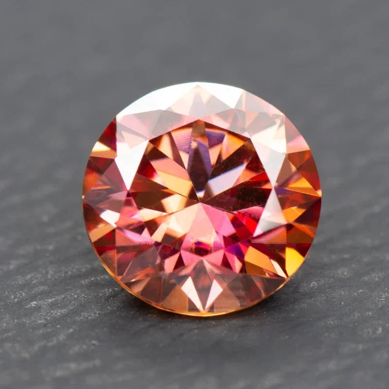 Moissanite Stone Watermelon Red Color Round Cut Lab Created Synthetic Gemstone Passed Diamond Tester Comes With GRA Certificate