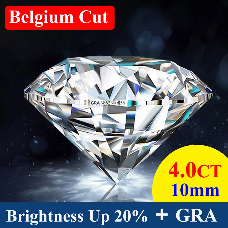 [ Super White ] Top Belgium Cut Moissanite Stone D Color 0.1ct-30ct Gemstones Lab Grown Diamond Moissanite Loose Stone with GRA